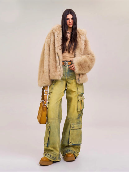 Wild Mustang Multi-Pocket Wide-Leg Jeans