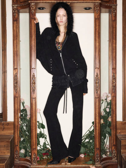 Batwing Hoodie &amp; Drawstring Flared Pants Set