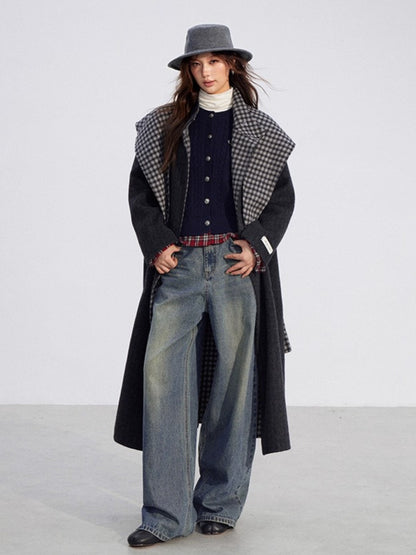 Plaid Patchwork Knit Cardigan