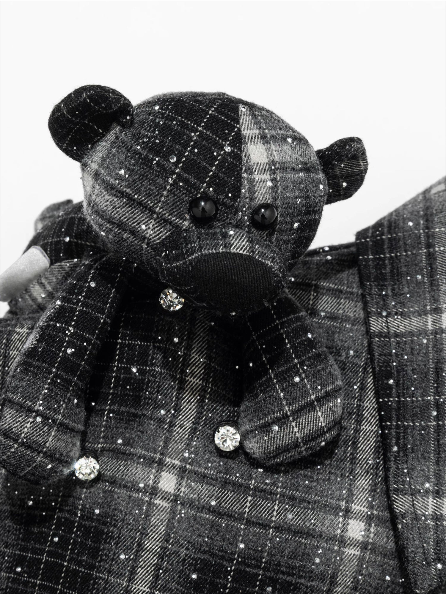 Vintage Plaid Crystal Bear Mid-Length Shirt