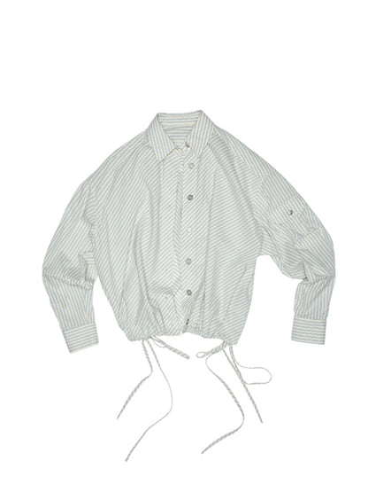Retro Diagonal Cut Striped Bud Shirt - CHINASQUAD