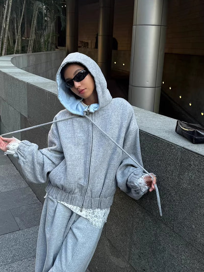 Wool-Blend Hooded Varsity Jacket