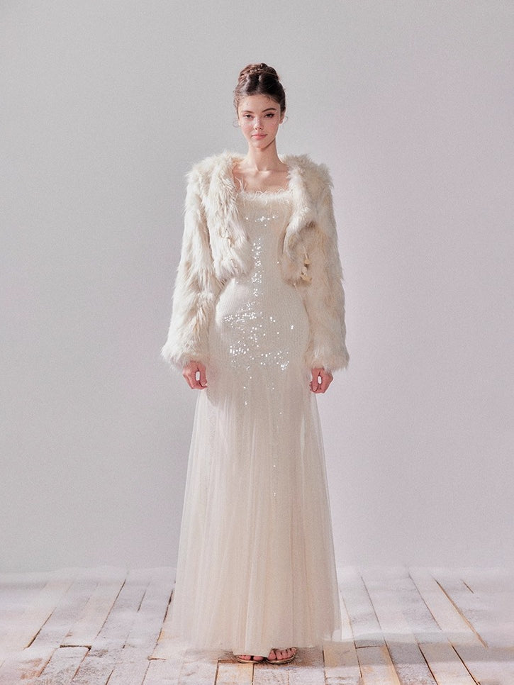 Snowmist Faux Fox Fur Toggle Cropped Jacket