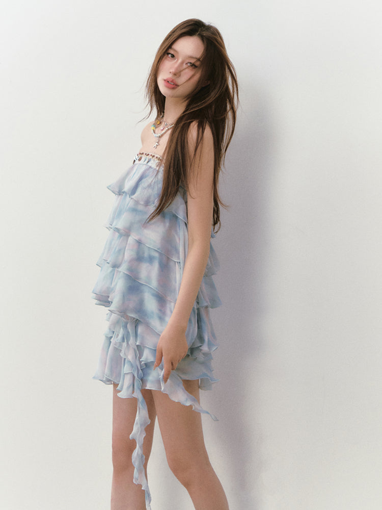 Ribbon-Strap Cake Top &amp; Skirt Set