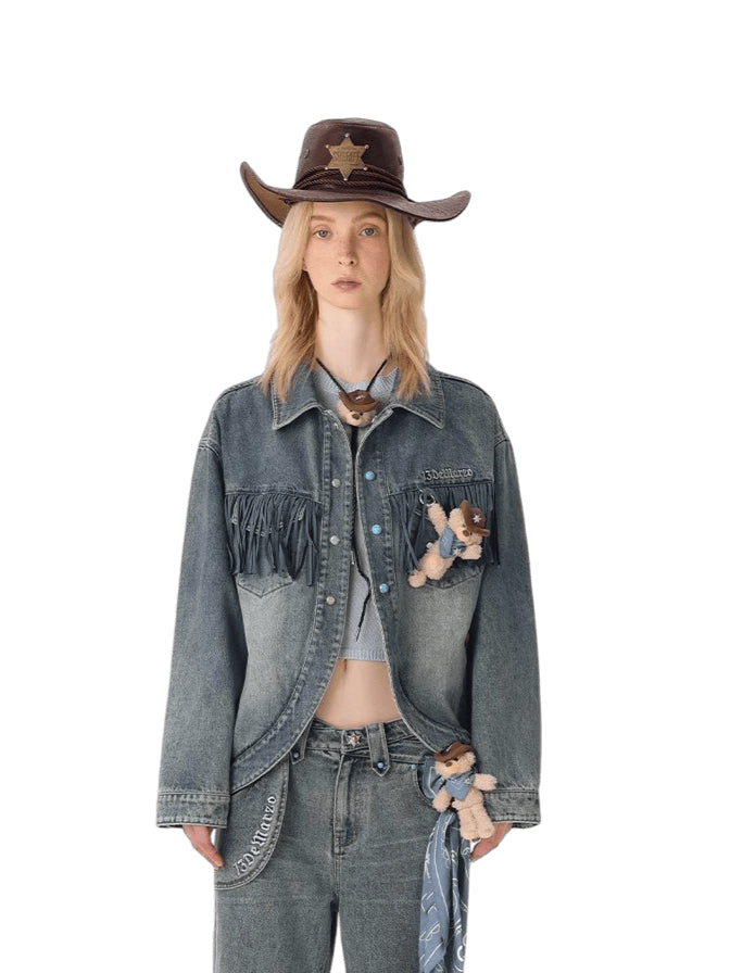 Western Fringe Denim Jacket