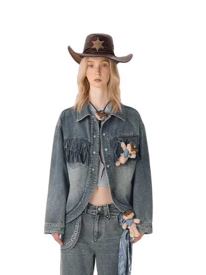 Western Fringe Denim Jacket