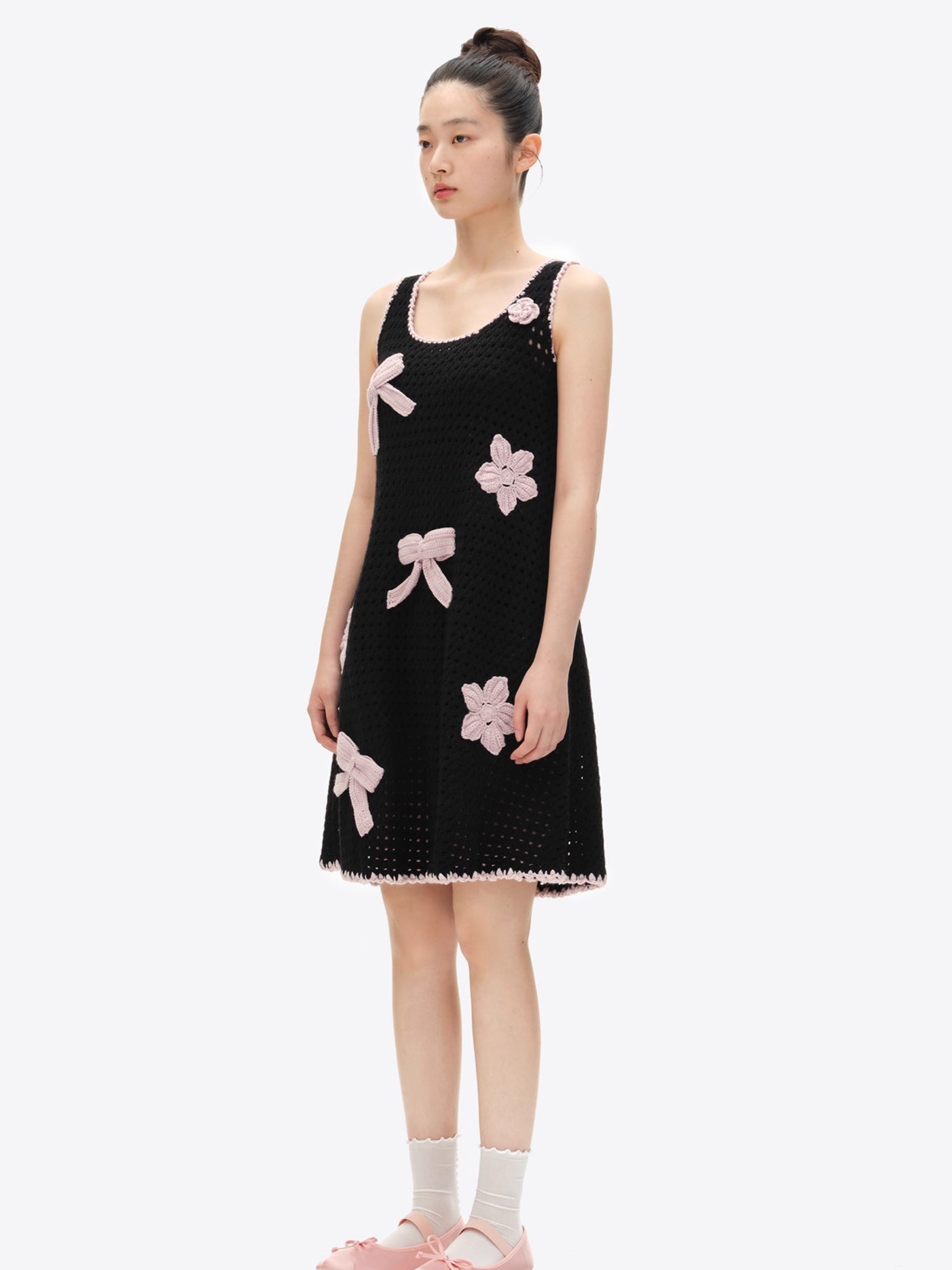 Crochet-Effect Knit Dress