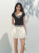 Two-piece Spliced Hem Lace Short-sleeve T-shirt - CHINASQUAD