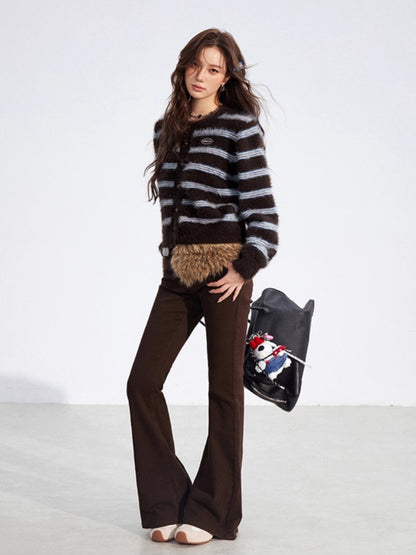Striped Mink Velvet Knit Sweater