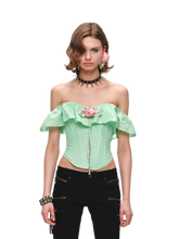 Off-Shoulder Ruffle Corset Rose Top 1Jinn Studio