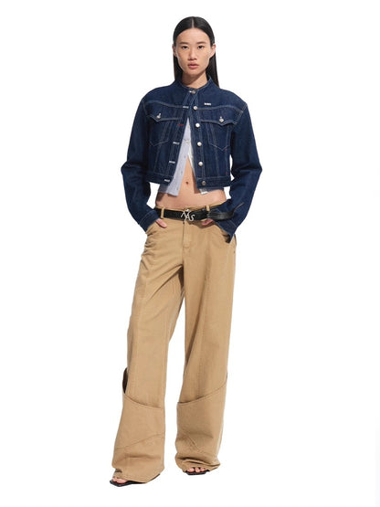 Washed Distressed Large Pockets Wide-Leg Pants - CHINASQUAD