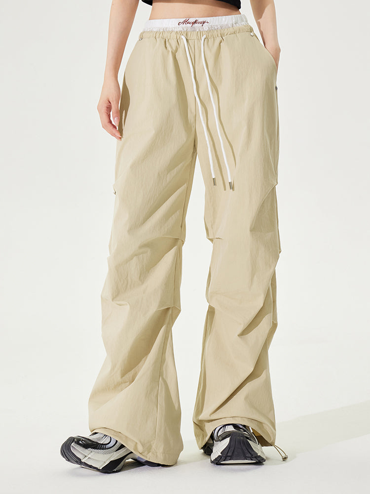 Lace Paneled Pleated Wide-leg Pants - CHINASQUAD