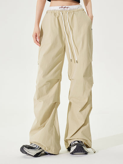 Lace Paneled Pleated Wide-leg Pants - CHINASQUAD
