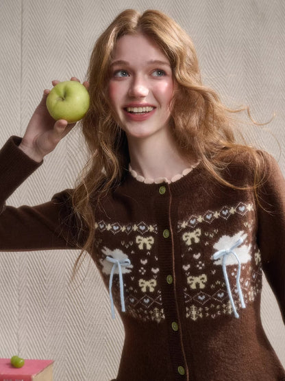 Fair Isle Knit Cardigan &amp; Polka Dot Skirt Set