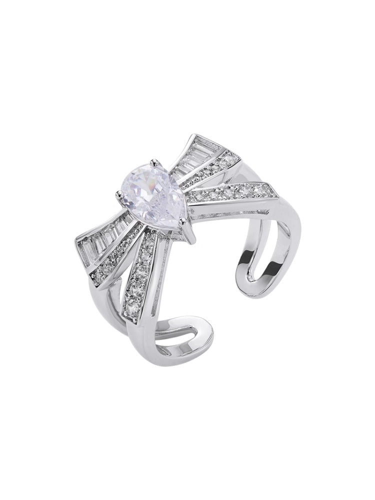 Bow Ring 925 Silver Adjustable Ring