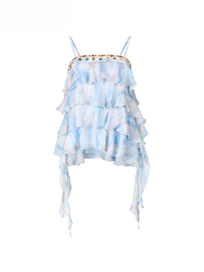 Ribbon-Strap Cake Top &amp; Skirt Set