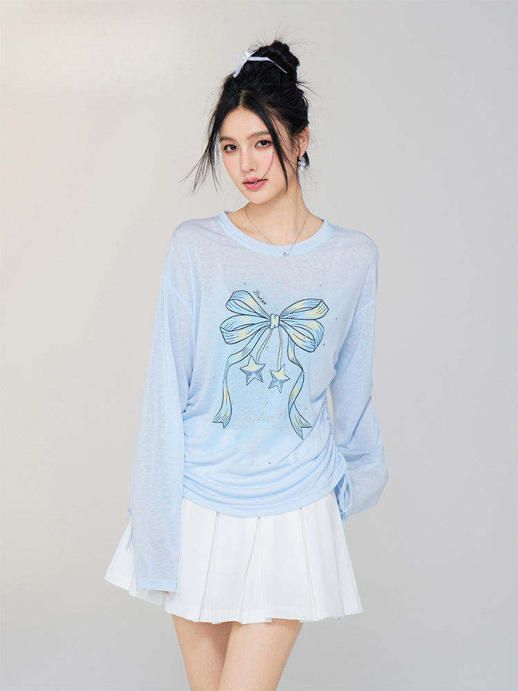Bow-knot Tencel Sunscreen T-shirt