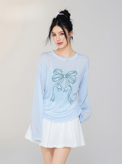 Bow-knot Tencel Sunscreen T-shirt