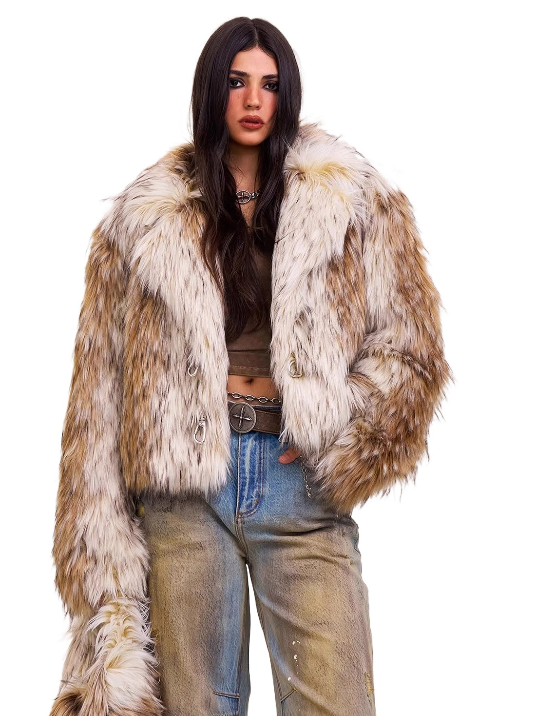 Cross Relic Wilderness Hunter Cropped Faux Fur Jacket