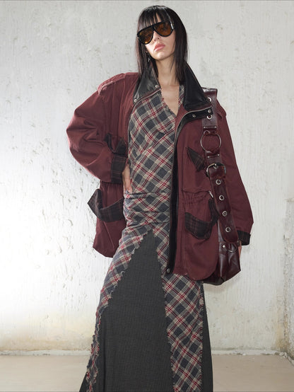 Vintage Studded Wide-Strap Crossbody Bag