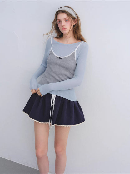 Layered Contrast Camisole Crewneck