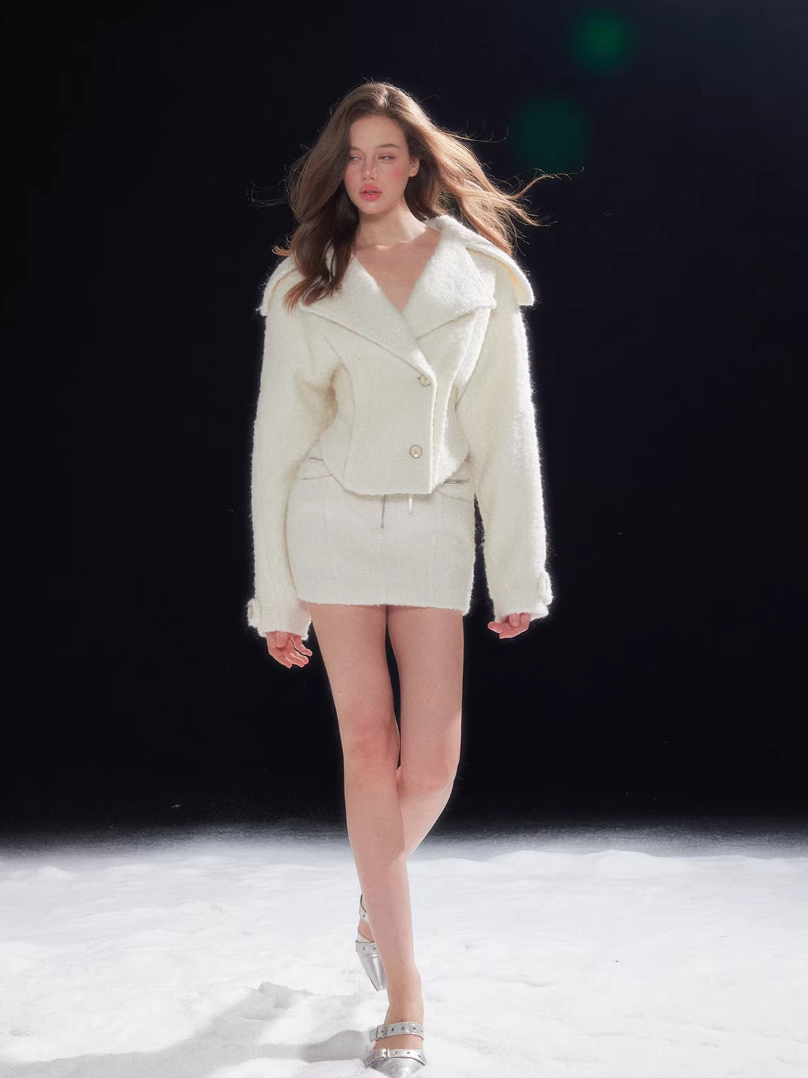 Waist-Cinched Wool Jacket &amp; Midi Skirt Set