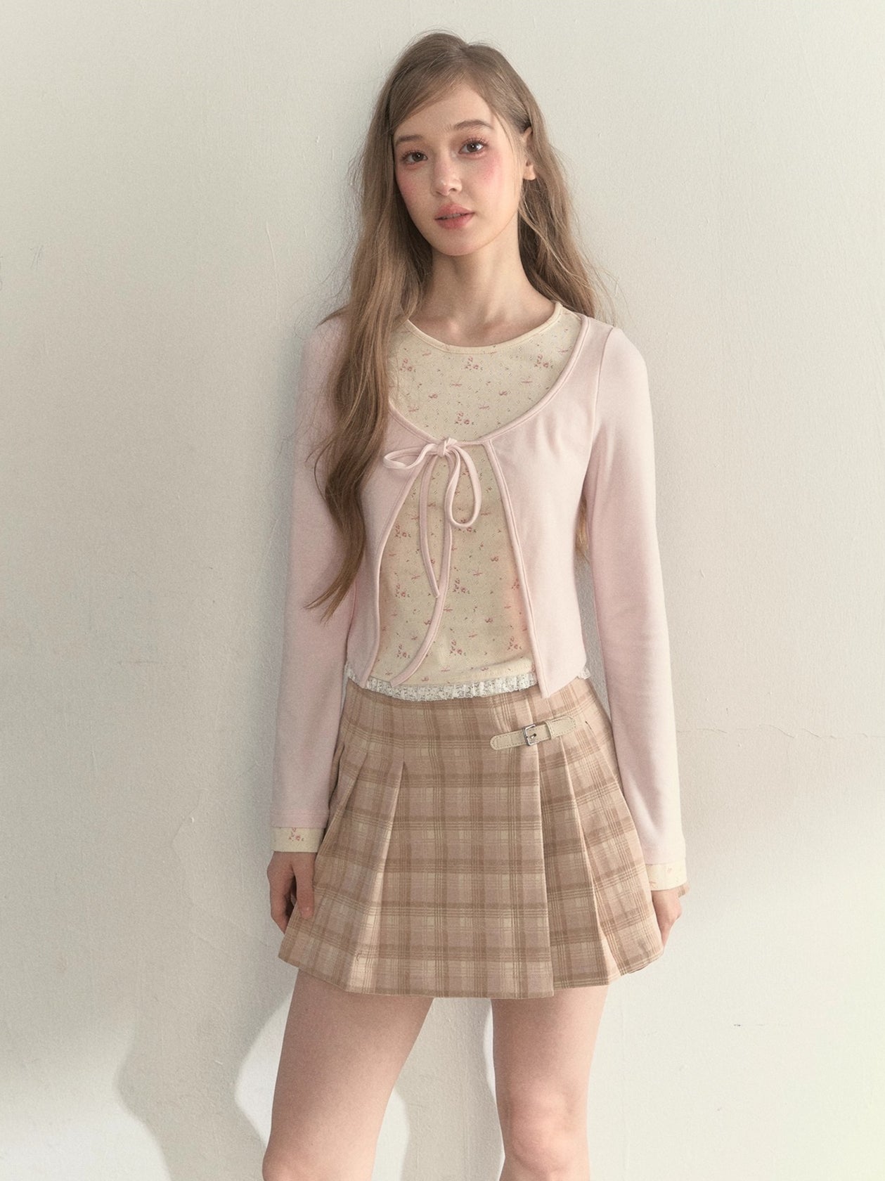 Striped &amp; Floral Design Layered Contrast Blouse