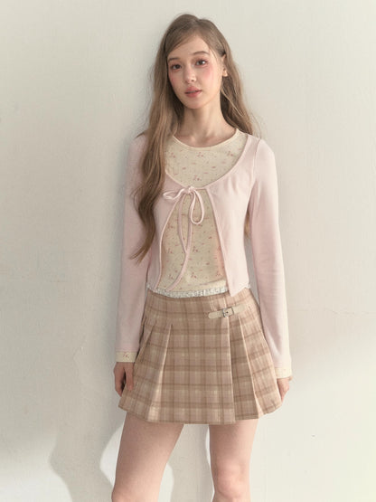 Striped &amp; Floral Design Layered Contrast Blouse