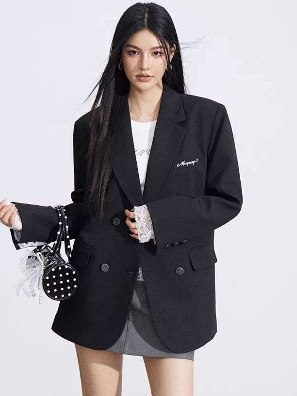 Lace Panel Oversized Blazer
