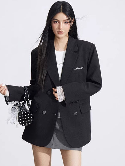 Lace Panel Oversized Blazer