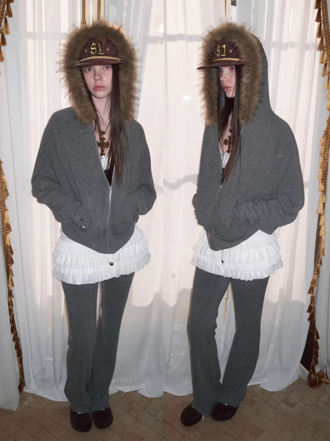 Batwing Hoodie &amp; Drawstring Flared Pants Set