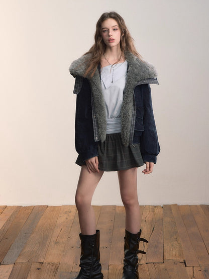 Velvet Fusion Oversized Faux Fur Down Jacket