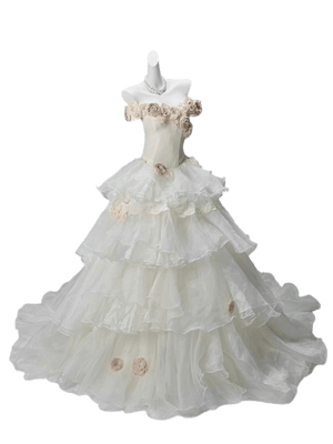“Whispering Woods” Floral Off-Shoulder Couture Gown