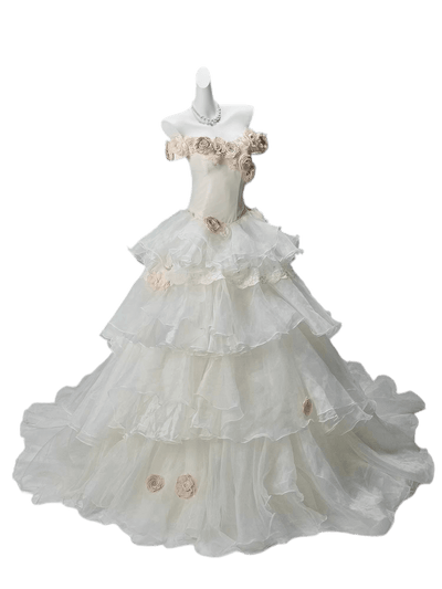 “Whispering Woods” Floral Off-Shoulder Couture Gown