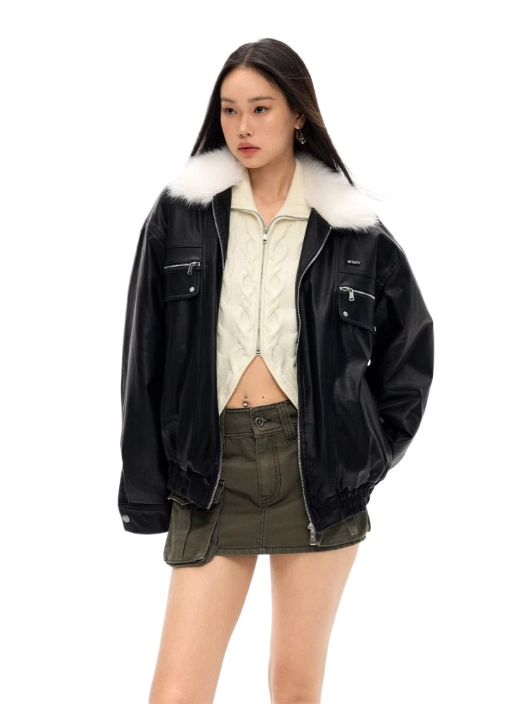 Vintage Silhouette Shearling Leather Jacket 