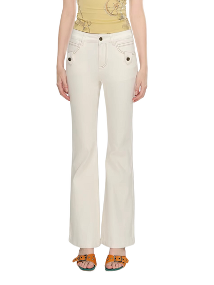 Slim Fit Bamboo-Texture Flared Denim Pants