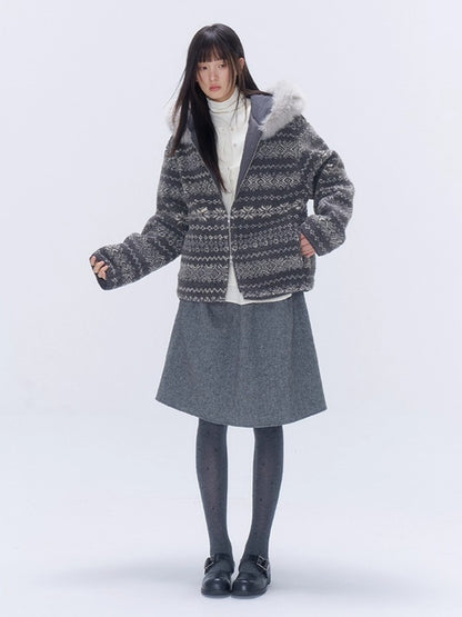 Wool-Blend High-Waist Midi Skirt