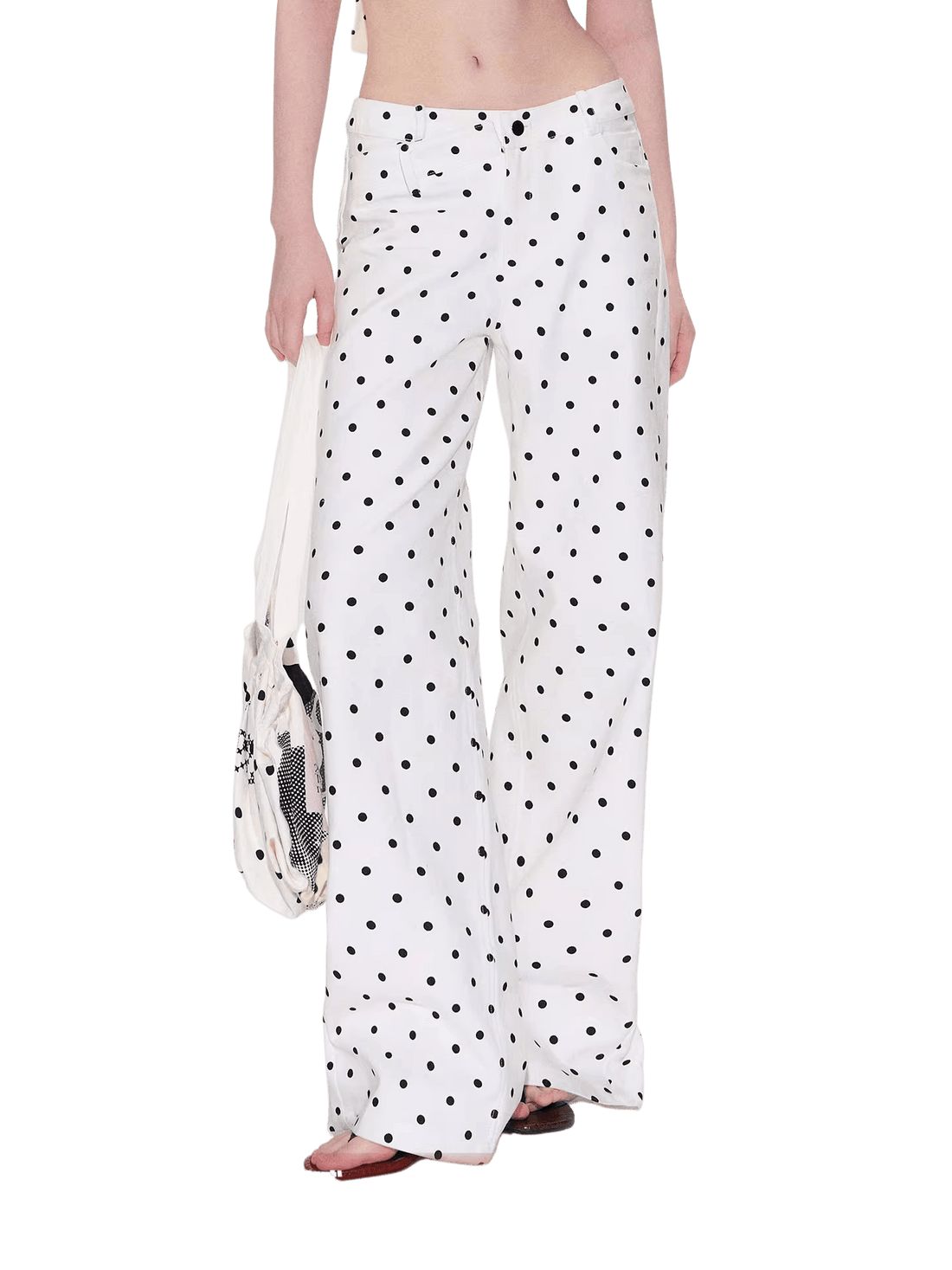 Vintage Polka Dot V-Waist Denim Pants