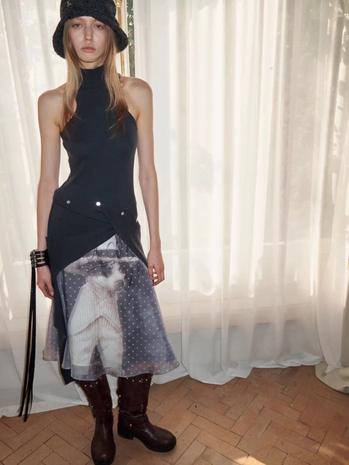 Layered Sheer Chiffon A-Line Midi Skirt