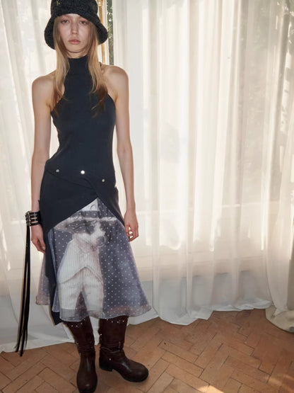 Layered Sheer Chiffon A-Line Midi Skirt