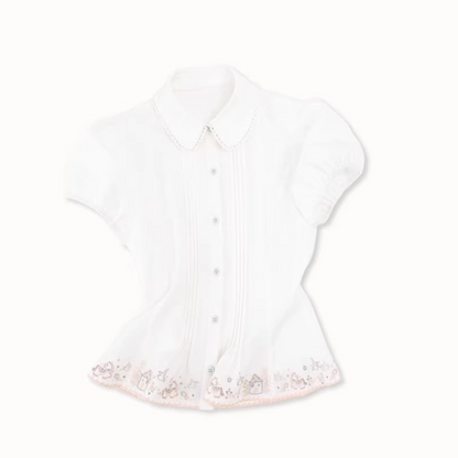 Embroidered Peter Pan Collar Blouse