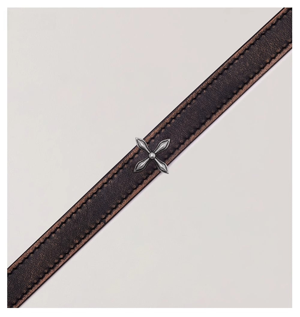 Compass Badge Leather Choker