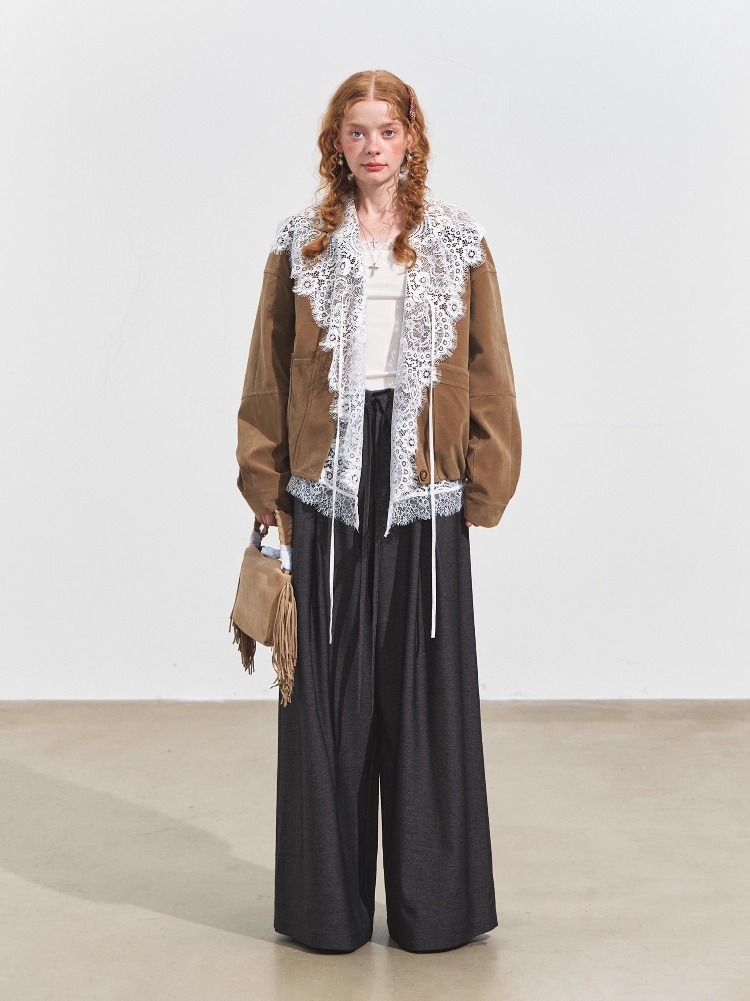 Hooded Lace Panel Overlay Blouse