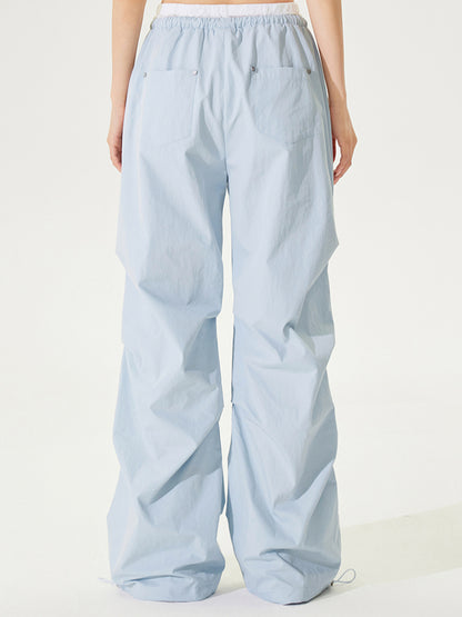 Lace Paneled Pleated Wide-leg Pants - CHINASQUAD