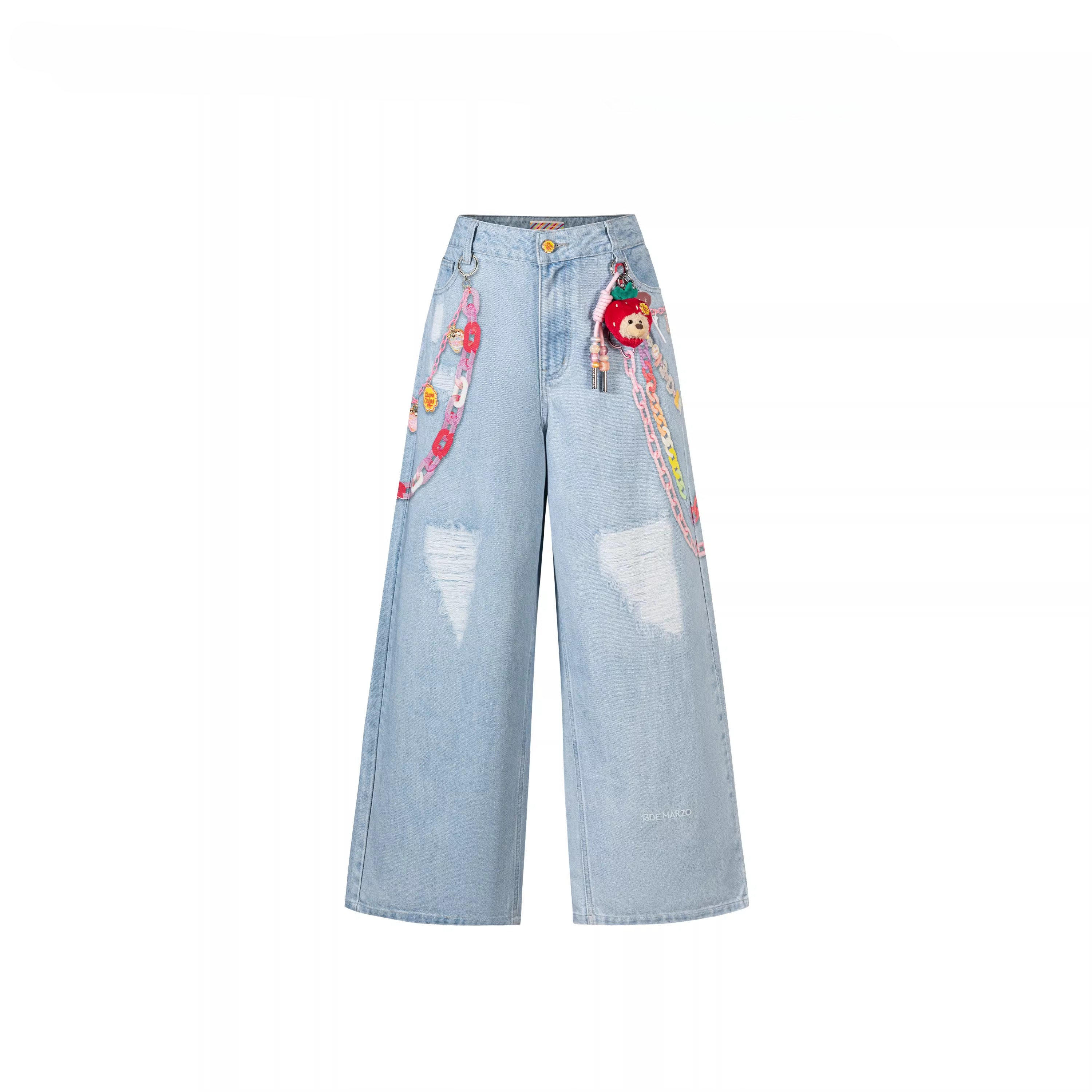 Charm Chain Printed Wide-Leg Jeans