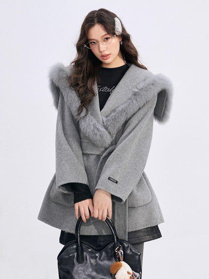 Oversized Wool-Blend Wide-Collar Coat