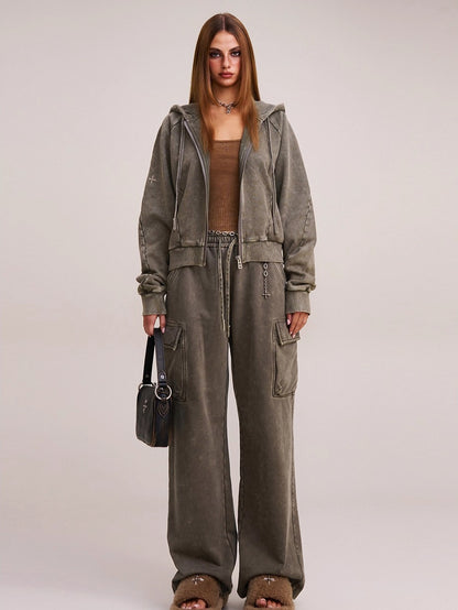 Wild Vintage Zip-up Cropped Hoodie