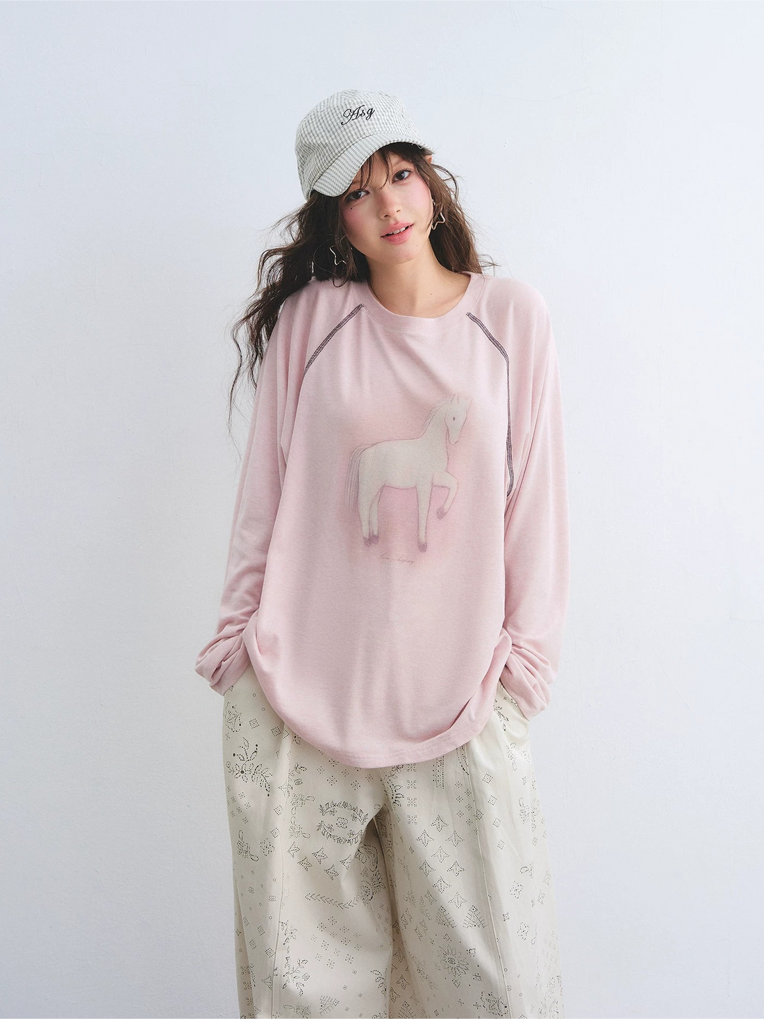 Embroidered Plaid Cotton Baseball Cap