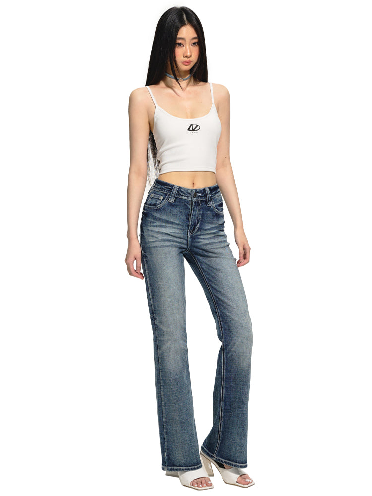 Heavy-Duty Low-Waist Straight Denim Pants