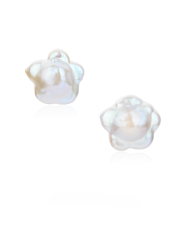 Natural Star Baroque Shaped Pearl Stud Earrings